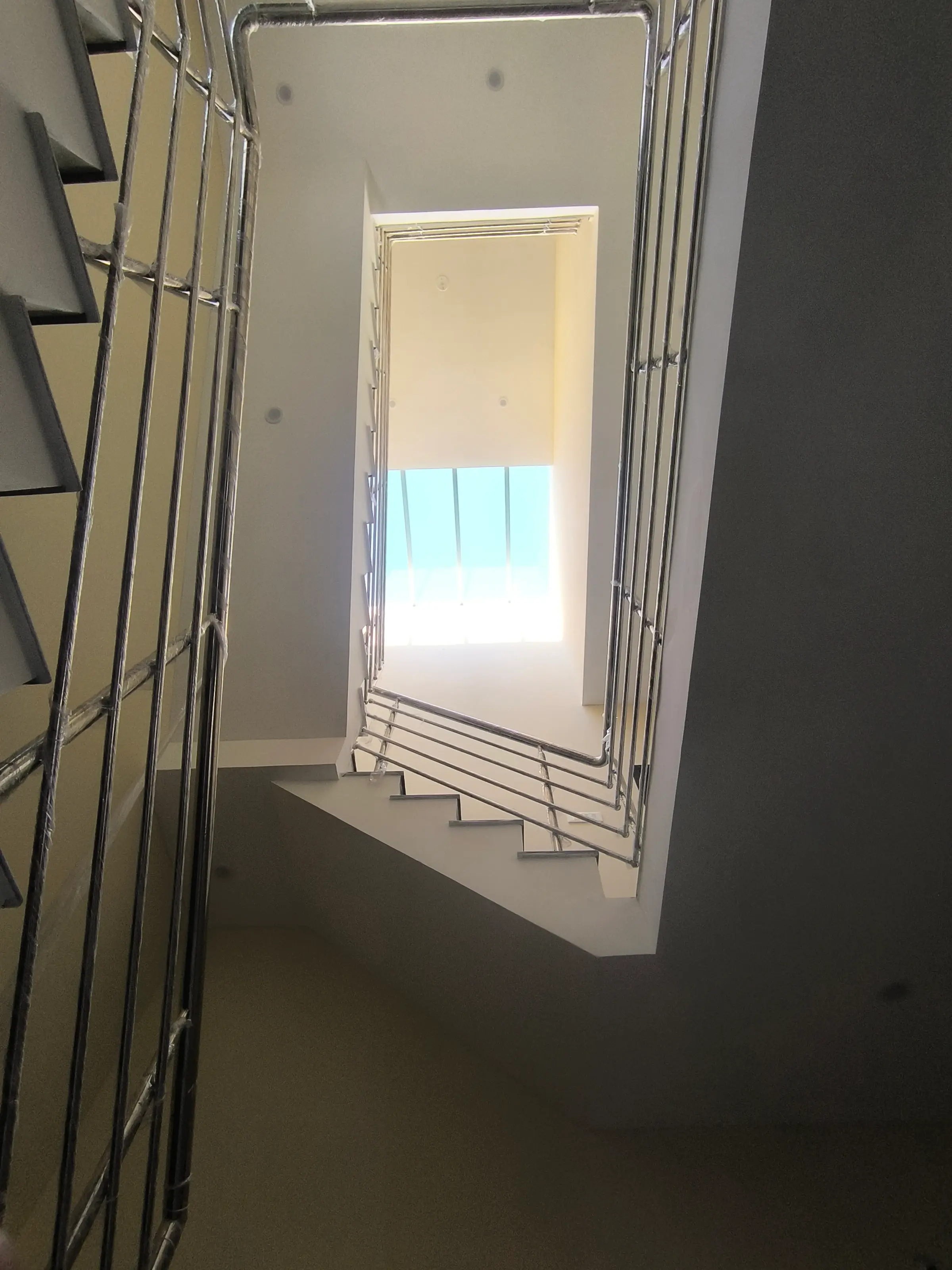 Completed residential home: stairwell and skylight