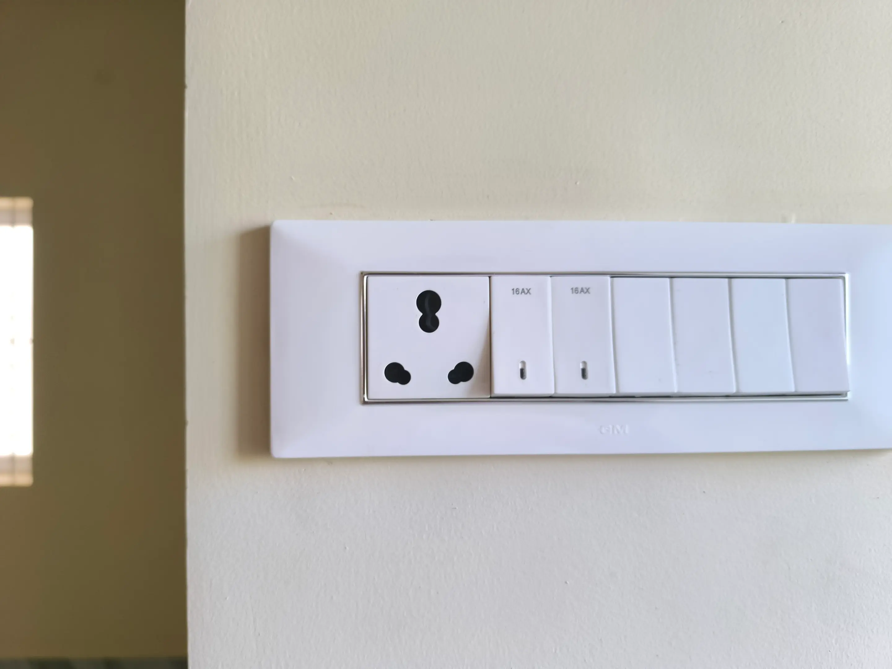 Completed residential home: electrical switches and socket